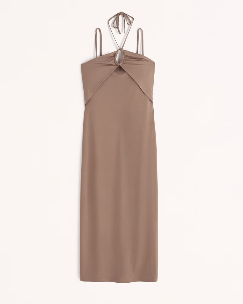 Halter Keyhole Knit Midi Dress | Abercrombie & Fitch (US)