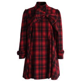 Red Tartan Dolly Dress with Big Bow | Chicwish