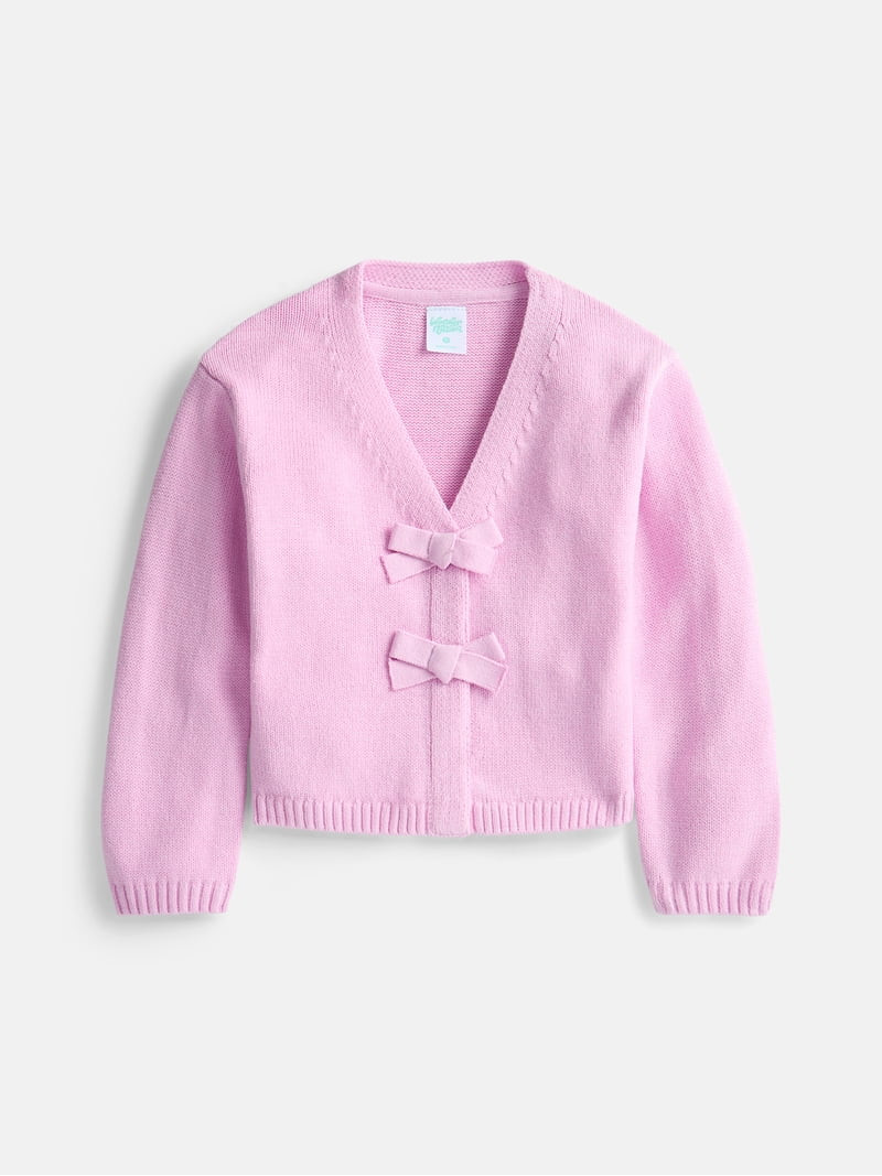 Wonder Nation Toddler Girls' Bow Front Cardigan Sweater with Long Sleeves, Sizes 12M- 5T | Walmart (US)