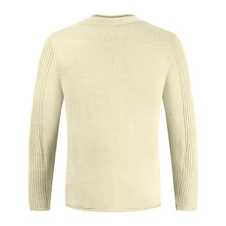 WANYNG winter coats for men Men s Solid Round Neck Pullover Casual Knitted Sweater Sweatshirts for m | Walmart (US)