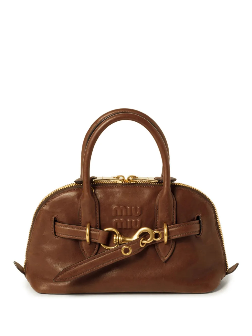 Miu Miu Aventure Leather Tote Bag | Brown | FARFETCH AU | Farfetch Global