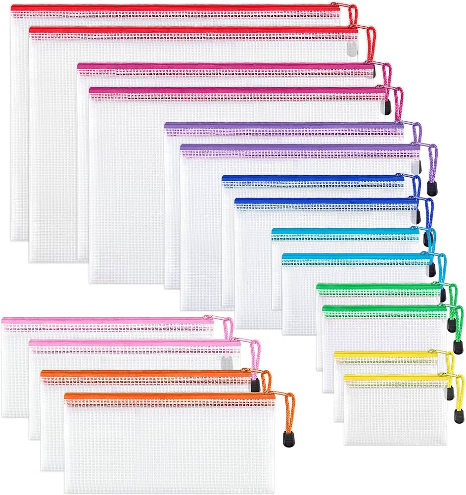 JARLINK 18 Pack 8 Sizes Mesh Pouch, 9 Colors, Waterproof Zipper Pouches for Organization, Multipu... | Amazon (US)
