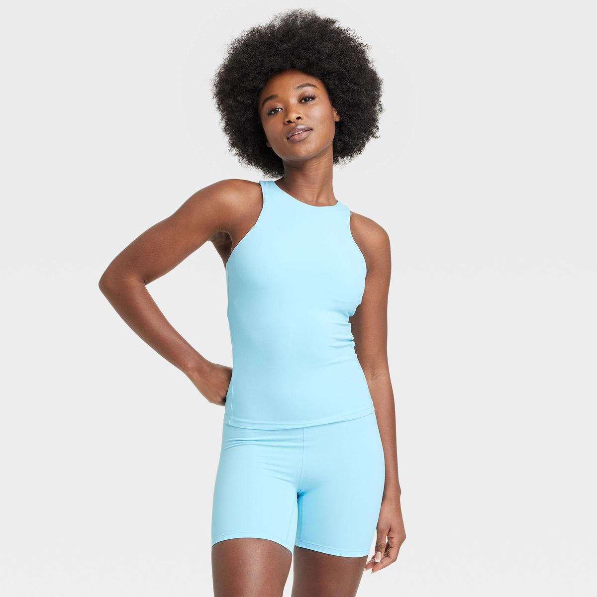 Women's Everyday Soft Racerback Tank Top - All In Motion™ Light Blue M | Target