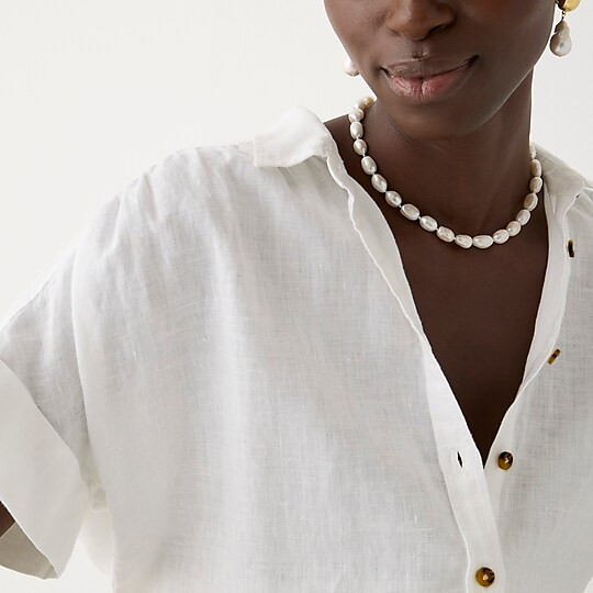 Petite Relaxed-fit short-sleeve Baird McNutt Irish linen shirt | J. Crew US