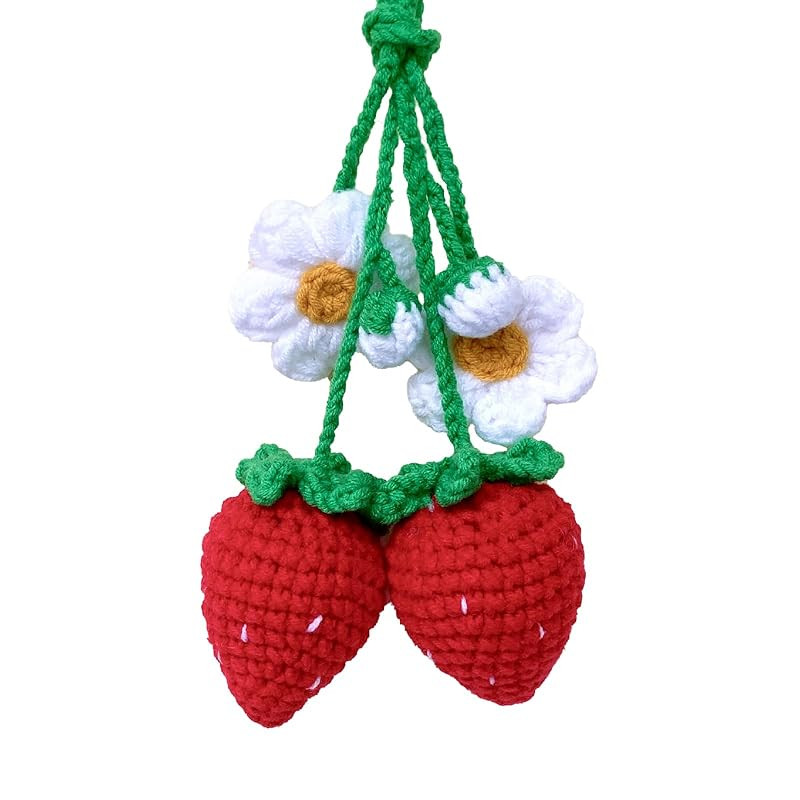 2 Handmade Crochet Strawberry Ornaments, Strawberry Accessories car, Cute Car Accessories for Rea... | Amazon (US)