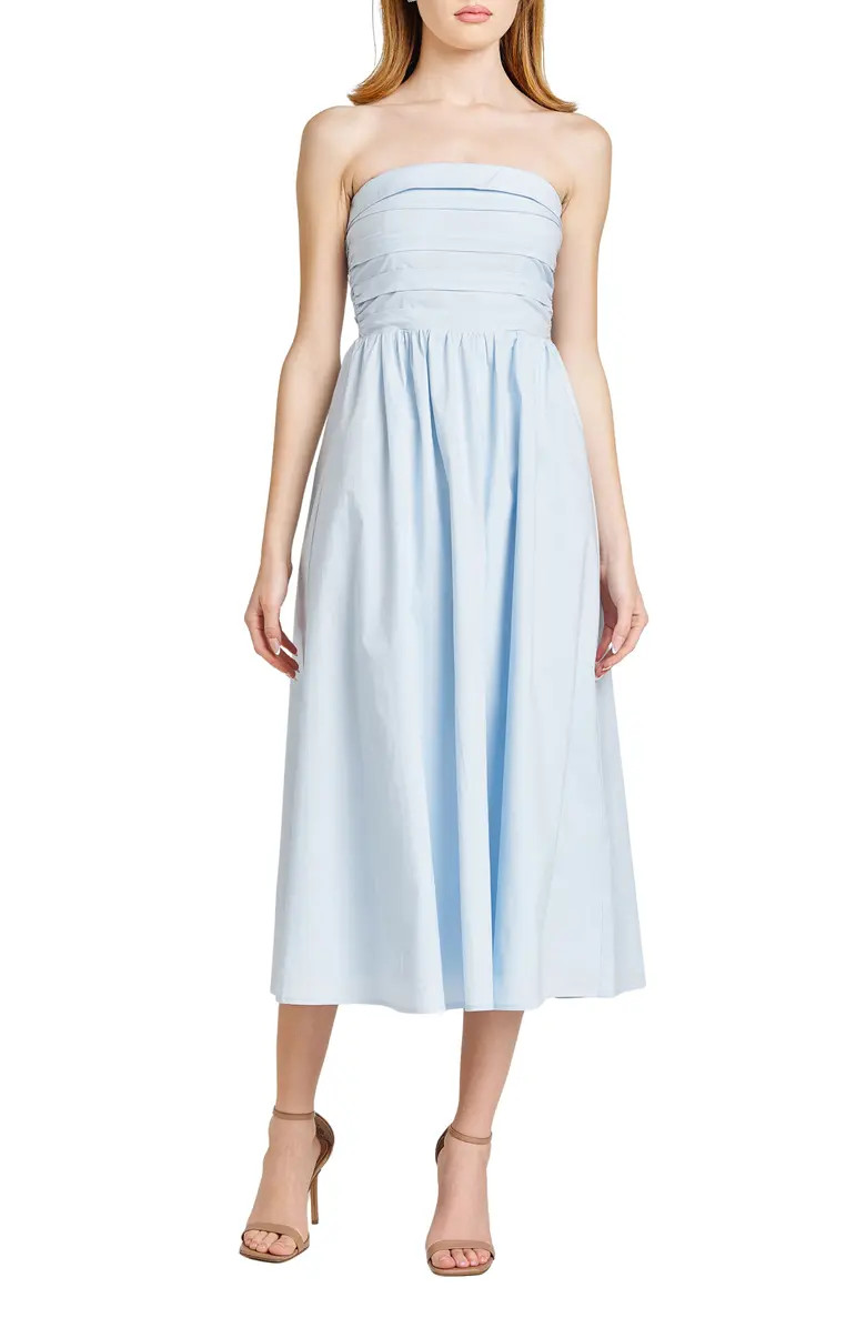 WAYF Sammie Pleat Strapless Stretch Cotton Sundress | Nordstrom | Nordstrom