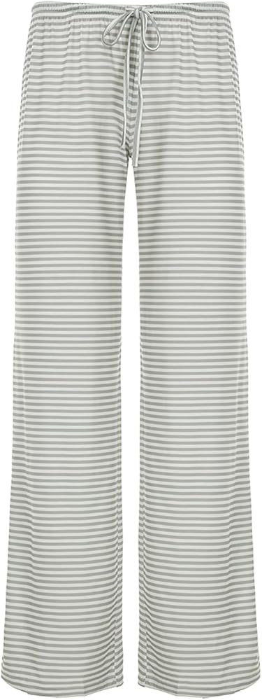 Women's Comfy Pajama Loose Casual Drawstring Lounge Pants - Striped Print Stretch Wide Leg | Amazon (US)
