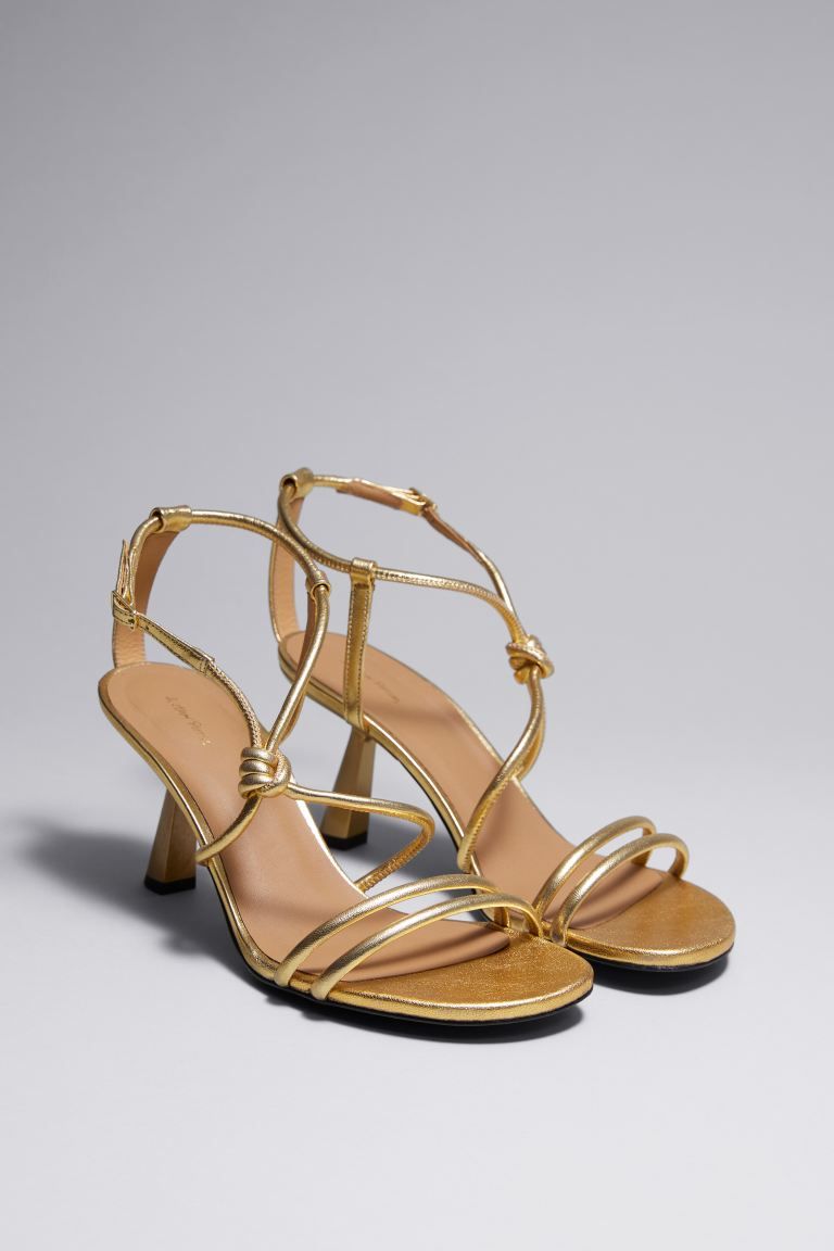Knotted Heeled Sandals - Gold - Ladies | H&M GB | H&M (UK, MY, IN, SG, PH, TW, HK)