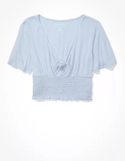 AE Smocked Tie-Front T-Shirt | American Eagle Outfitters (US & CA)