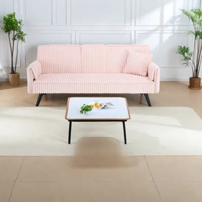 Modern Corduroy Sofas, Adjustable Pink Couch For Living Room And Bedroom | Wayfair North America