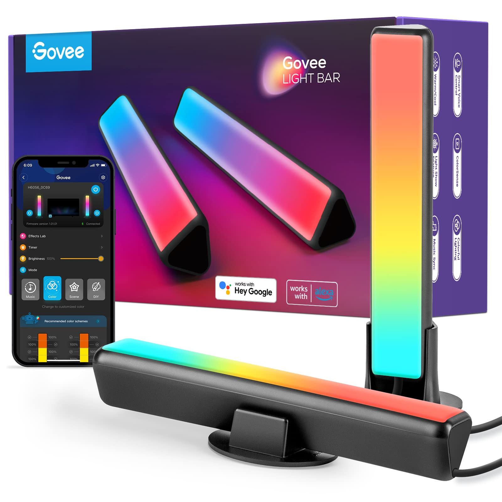Govee Smart LED Light Bars, Work with Alexa and Google Assistant, RGBICWW WiFi TV Backlights with... | Amazon (US)