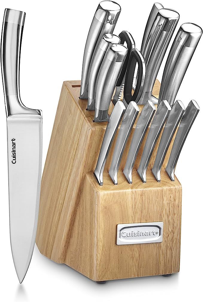 Cuisinart C99SS-15P 15 Piece Stainless Steel Blades Set with Wood Block, Silver | Amazon (US)