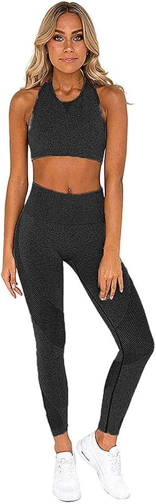 Women's Workout Sets 2 Pieces Suits High Waisted Yoga Leggings with Stretch Sports Bra Gym Clothe... | Amazon (US)