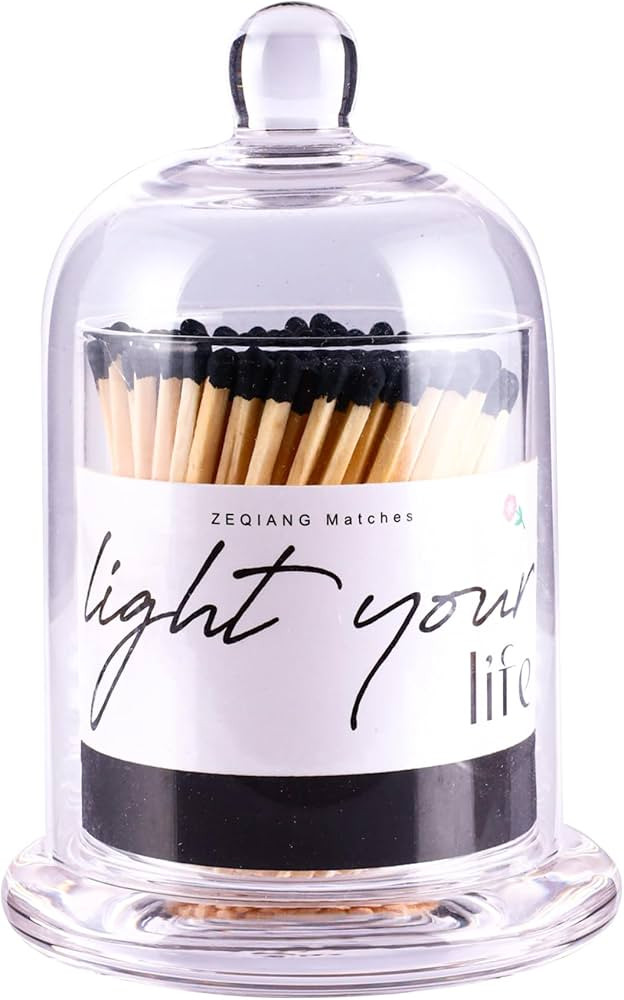 150Pcs 3'' Black Matches in a Jar with Striker, Glass Match Holder with Striker, Glass Match Bott... | Amazon (US)