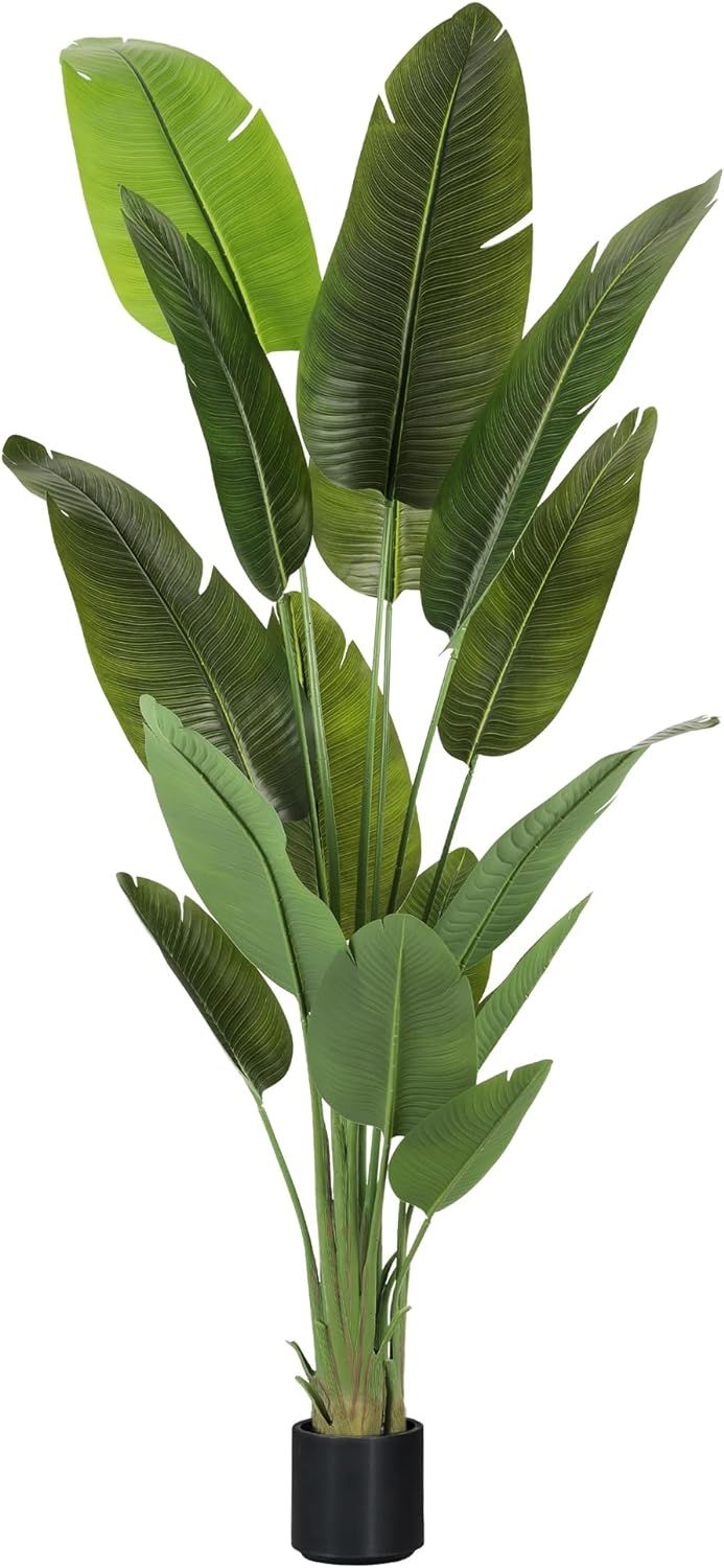 Large Artificial Trees 7.2Ft Silk Bird of Paradise Big Tall Fake Plants Faux Green Silk Floor Pot... | Amazon (US)