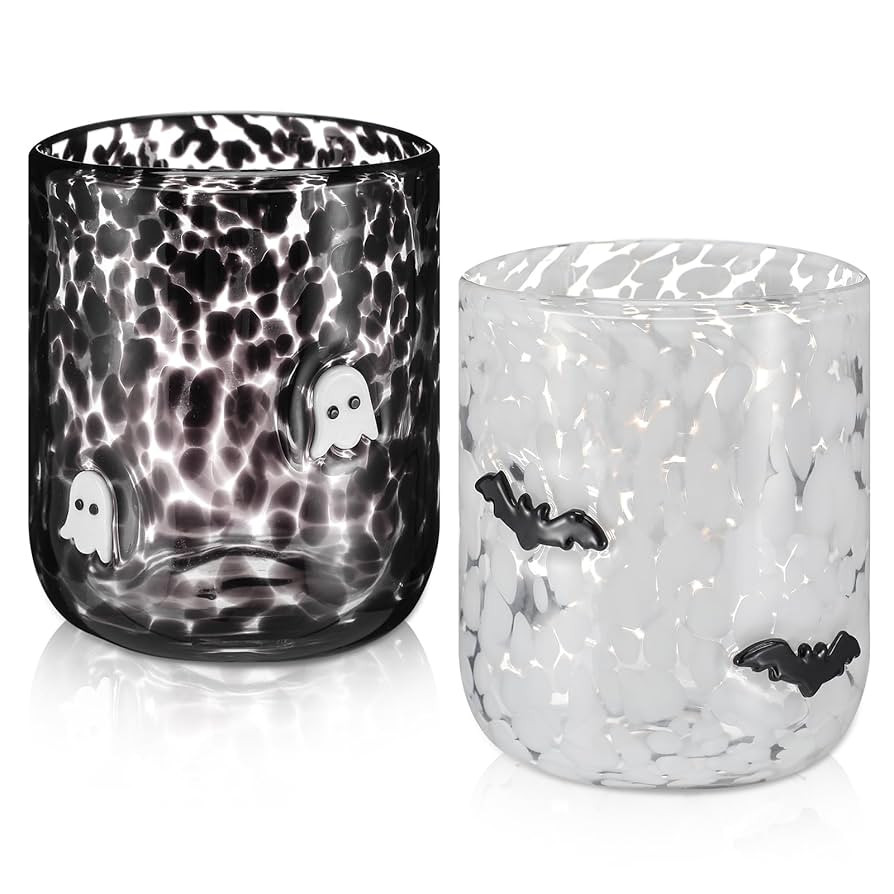 2 Pcs Icon Glass Cups - 16 oz Cute Icon Juice Glass Double Old Fashioned Hand Blown Drinking Cups... | Amazon (US)