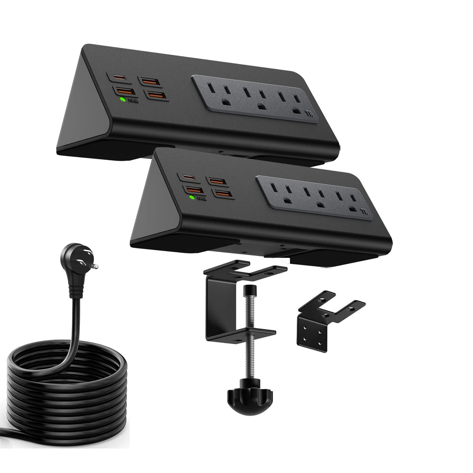Power charging station with 3 AC and 4 USB ports one pack of 2pcs black | Wayfair North America