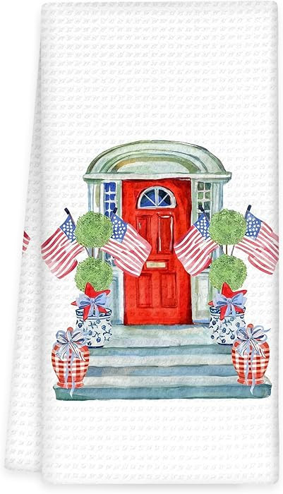 Patriotic American Flag Kitchen Towels, 4th July Grandmillennial Hand Towels, Fourth of July Red ... | Amazon (US)