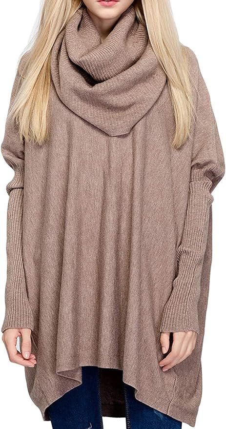 BOBIBI Women Oversized Cowl Neck Sweaters Long Sleeve Loose Fit Knitted Pullover | Amazon (US)
