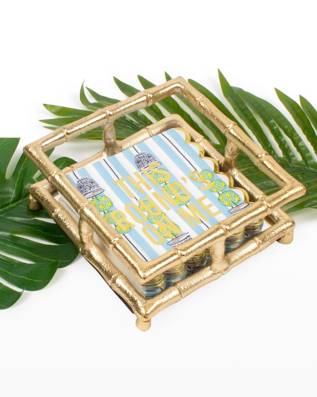 Gold Bamboo Beverage Napkin Holder | Horchow
