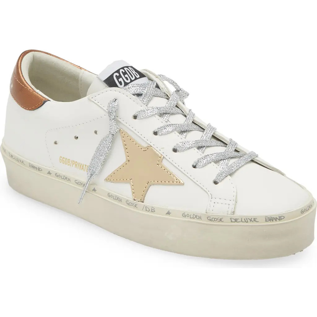 Golden Goose Hi Star Low Top Platform Sneaker in White/Gold at Nordstrom, Size 8Us | Nordstrom