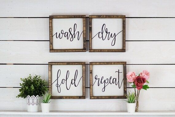 Modern Farmhouse Decor Fixer Upper Sign Farmhouse Chic Laundry Art Wash Dry Fold Repeat Sign Rust... | Etsy (US)