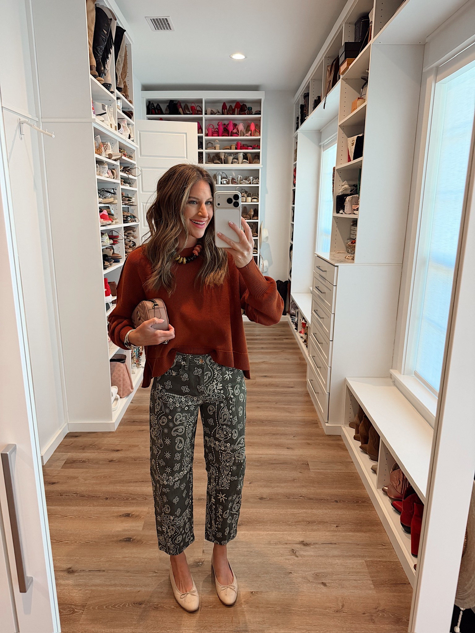 In a small top, small pants, necklace, flats and accessories - fits tts.

#LTKootd #LTKgrwm #LTKSeasonal