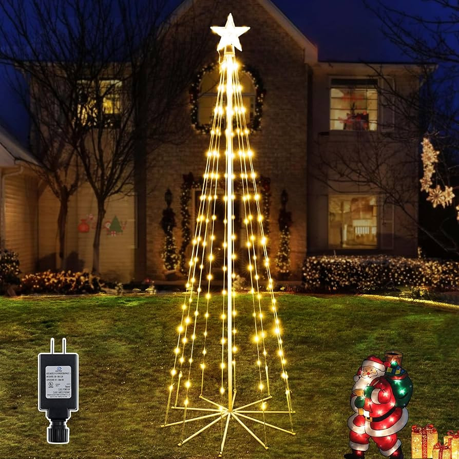 Ollny Christmas Tree Lights, 6FT 170 LED Warm White Outdoor String Lights 8 Modes Timer Function ... | Amazon (US)