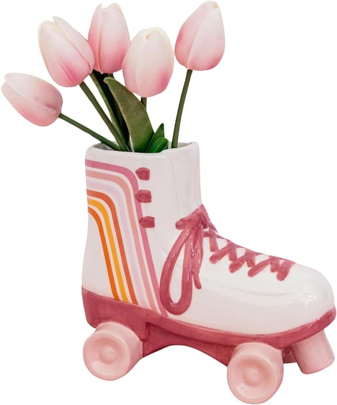 Steel Mill & Co Ceramic Roller Skate Vase, Cute Retro Flower Vase and Office Supplies, Pen and Pe... | Amazon (US)