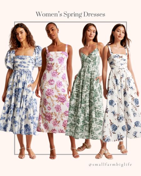 Women’s spring dresses at Abercrombie. Easter dresses. Date night outfit. Floral Crepe slip midi dress. Floral tie strap maxi dress. Floral flowy tiered maxi dress. Floral poplin puff sleeve midi dress. Mid size style. Over 40 style  

#LTKover40 #LTKSpringSale #LTKmidsize