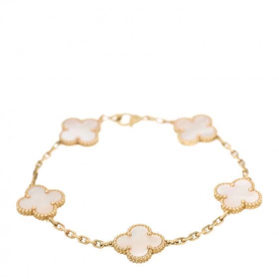 VAN CLEEF & ARPELS

18K Yellow Gold Mother of Pearl 5 Motifs Vintage Alhambra Bracelet | Fashionphile