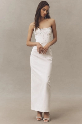 BHLDN Strapless Embellished Column Maxi Dress | Anthropologie (US)