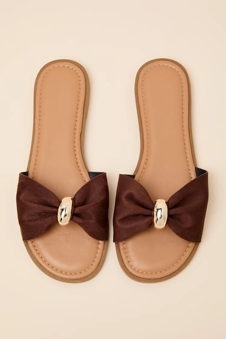 Nara Brown Suede Slide Sandals | Lulus