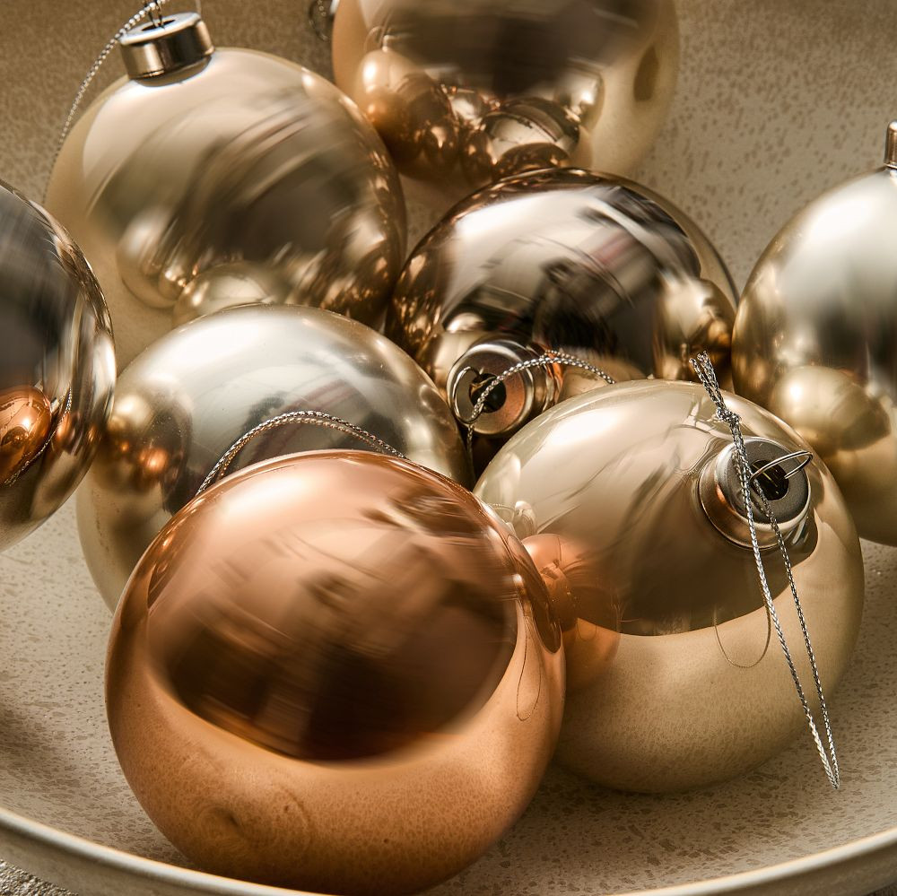 Medium Glass Ball Ornaments (Set of 9) - Champagne | West Elm (US)