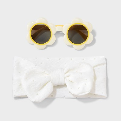 Toddler Girls' Flower Sunglasses & Headband Set - Cat & Jack™ Yellow/White | Target