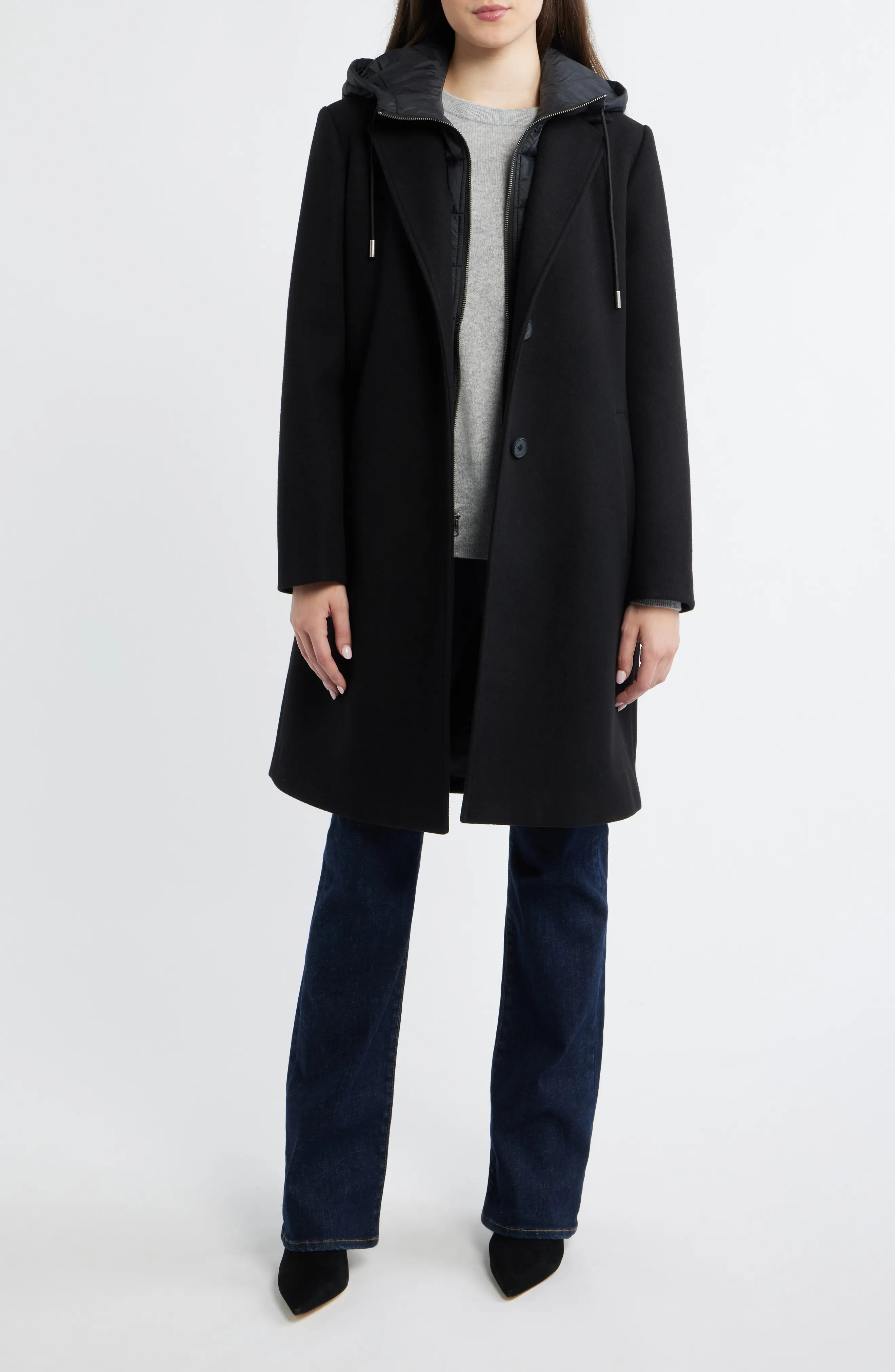 Lucky Brand Walker Coat with Hooded Bib Inset in Loden at Nordstrom, Size X-Small | Nordstrom