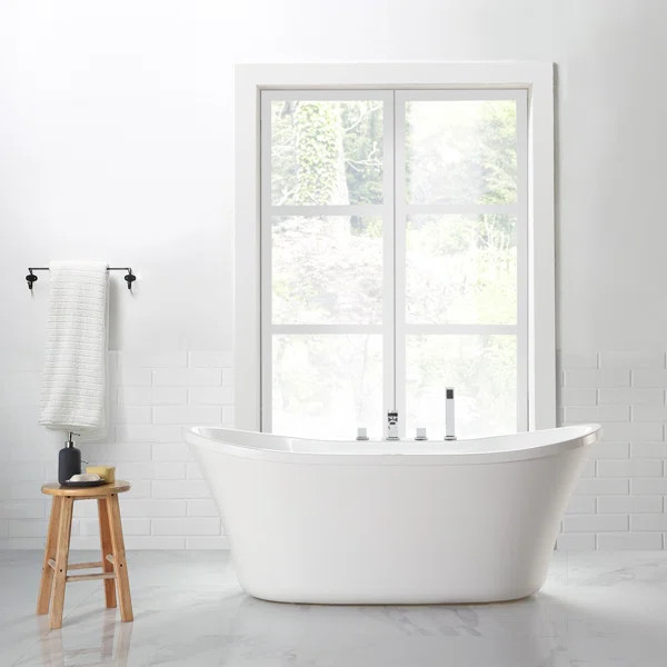 Riley 60W Tub Riley 60" x 29" Freestanding Soaking Fiberglass Bathtub | Wayfair North America