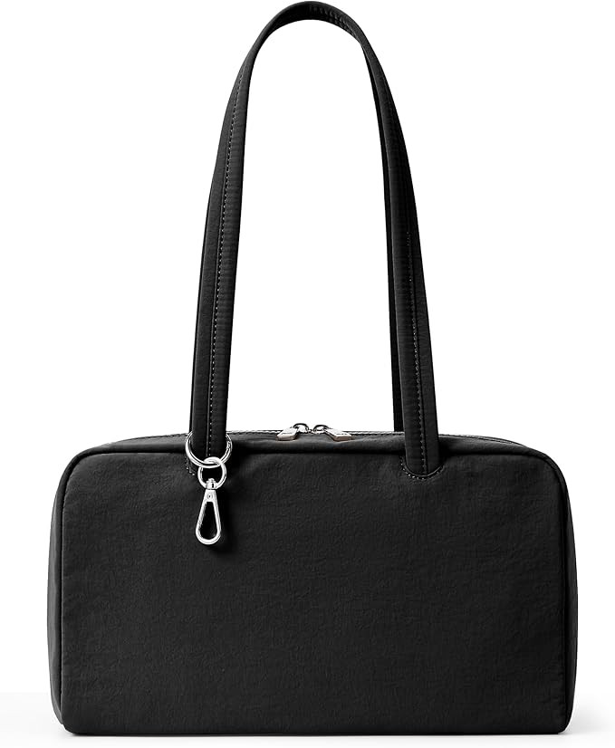 WLLWOO Nylon Tote Bag, Bowler Bag Women Shoulder Purse with Keychain Clip, Lightweight Zipper Han... | Amazon (US)