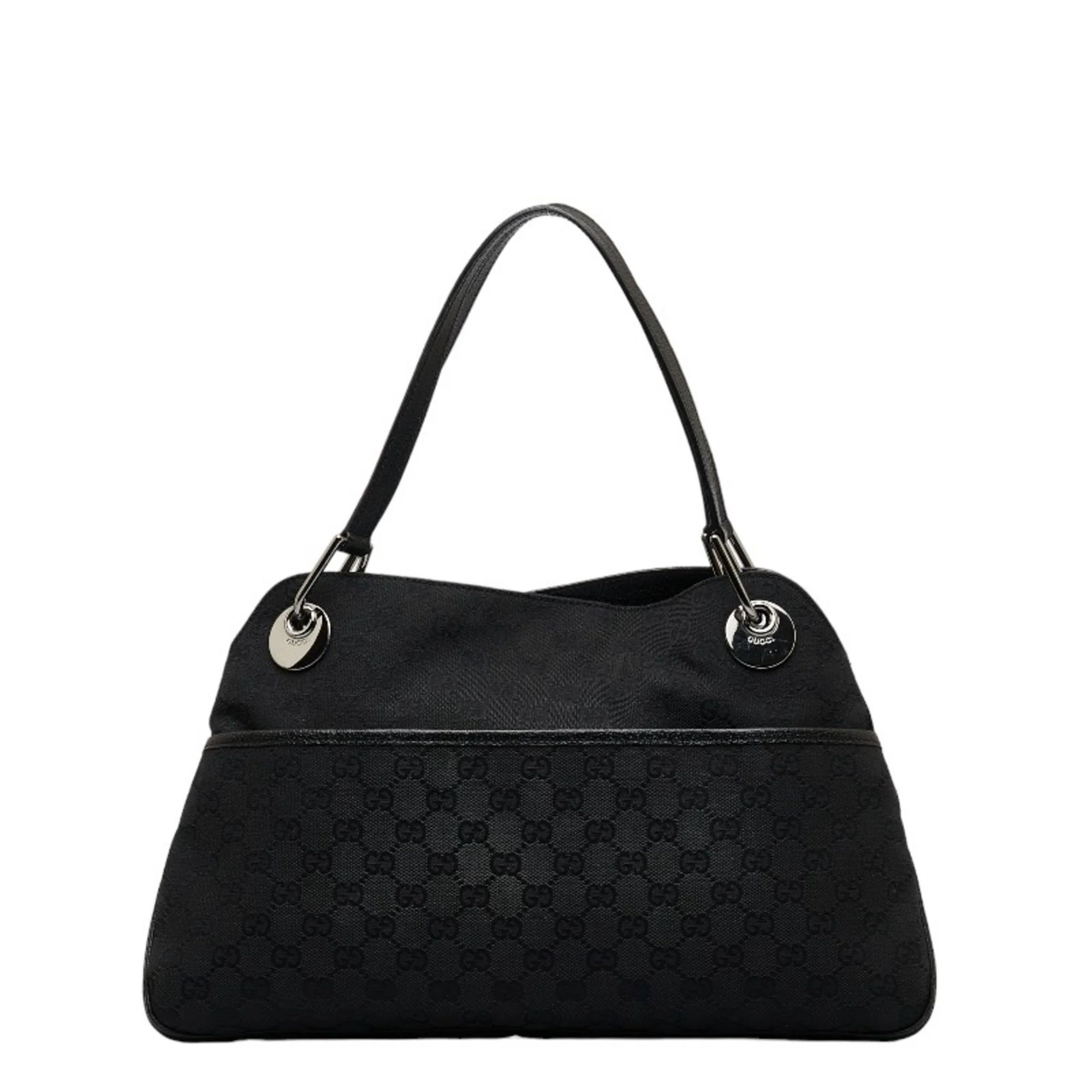 Pre-Owned Gucci GG canvas handbag tote bag 121023 black leather ladies GUCCI (Good) | Walmart (US)