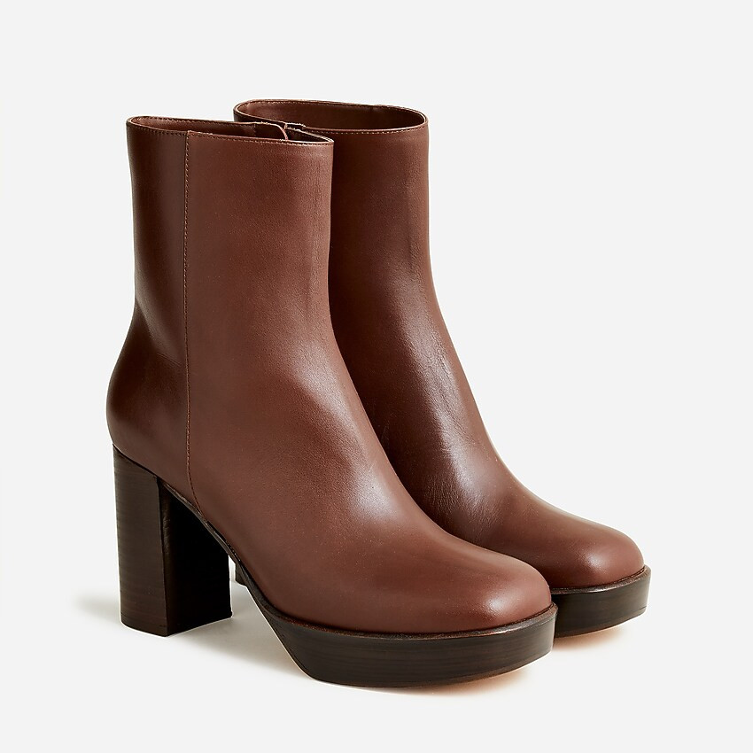 Platform stacked-heel boots in leather | J. Crew US