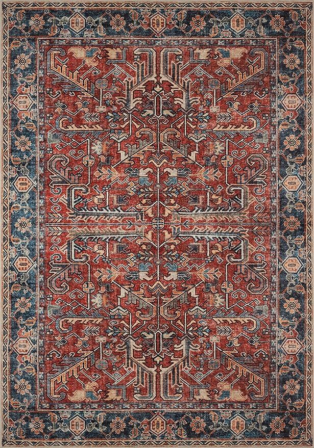 Valenrug Washable Rug 5x7 - Ultra-Thin Antique Collection Area Rug, Stain Resistant Rugs for Livi... | Amazon (US)