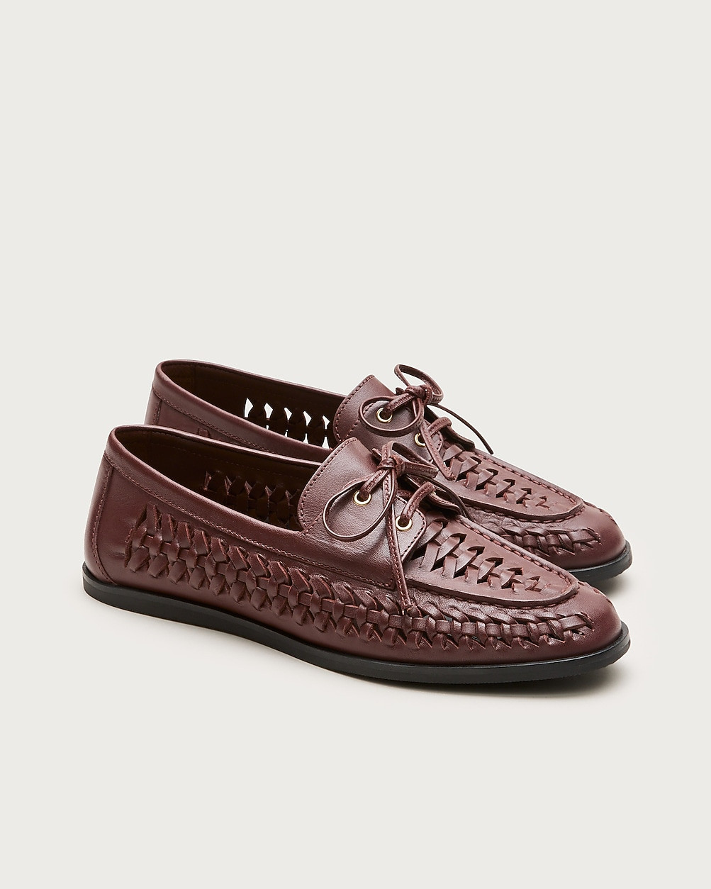Woven leather boat shoes | J. Crew US