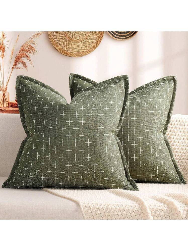 1pc Linen Jacquard Farmhouse Decorative Pillow Cover, Casual And Stylish For Everyday Use | SHEIN