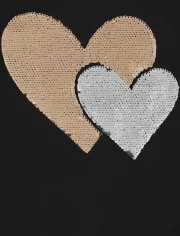 Girls Long Sleeve Flip Sequin Heart Graphic Cinched Top | The Children's Place | The Children's Place