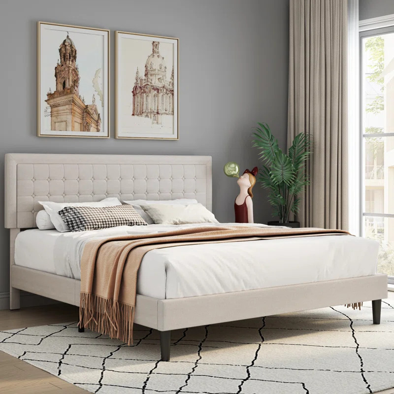 Size/Queen Color/Dark Gray Tufted Low Profile Bed | Wayfair North America