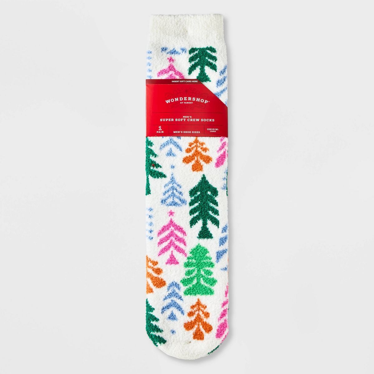 Men's Holiday Trees Cozy Crew Socks with Gift Card Holder - Wondershop™ White 6-12 | Target