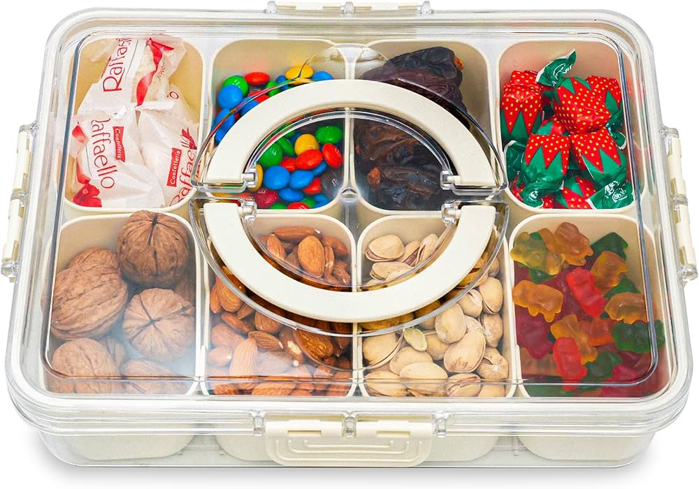 Avaton Snackle Box Container, Divided Serving Tray With Lid, Snack Box Container for Veggie, Frui... | Amazon (US)