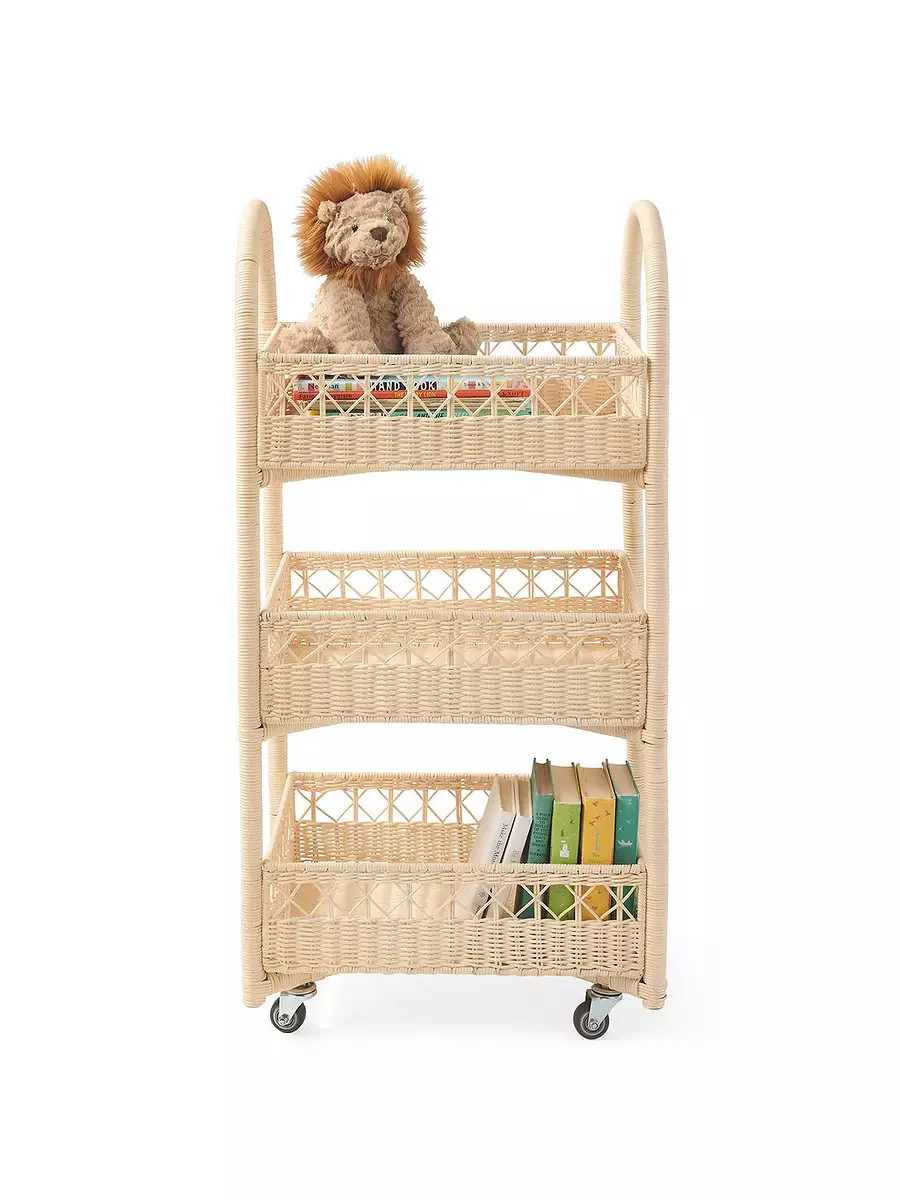 Farley Wicker Rolling Storage Cart | Serena and Lily