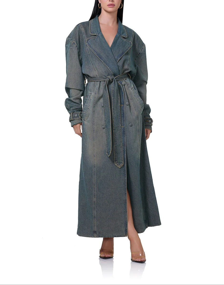 Saint Barrel Sleeve Trench Coat - Tinted Grunge Wash | ShopAFRM