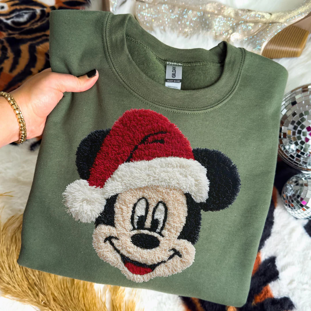 Faux Yarn Crochet Mickey Sweatshirt Very Merry Christmas Party Shirt Disney Christmas Mickey Shir... | Etsy (US)